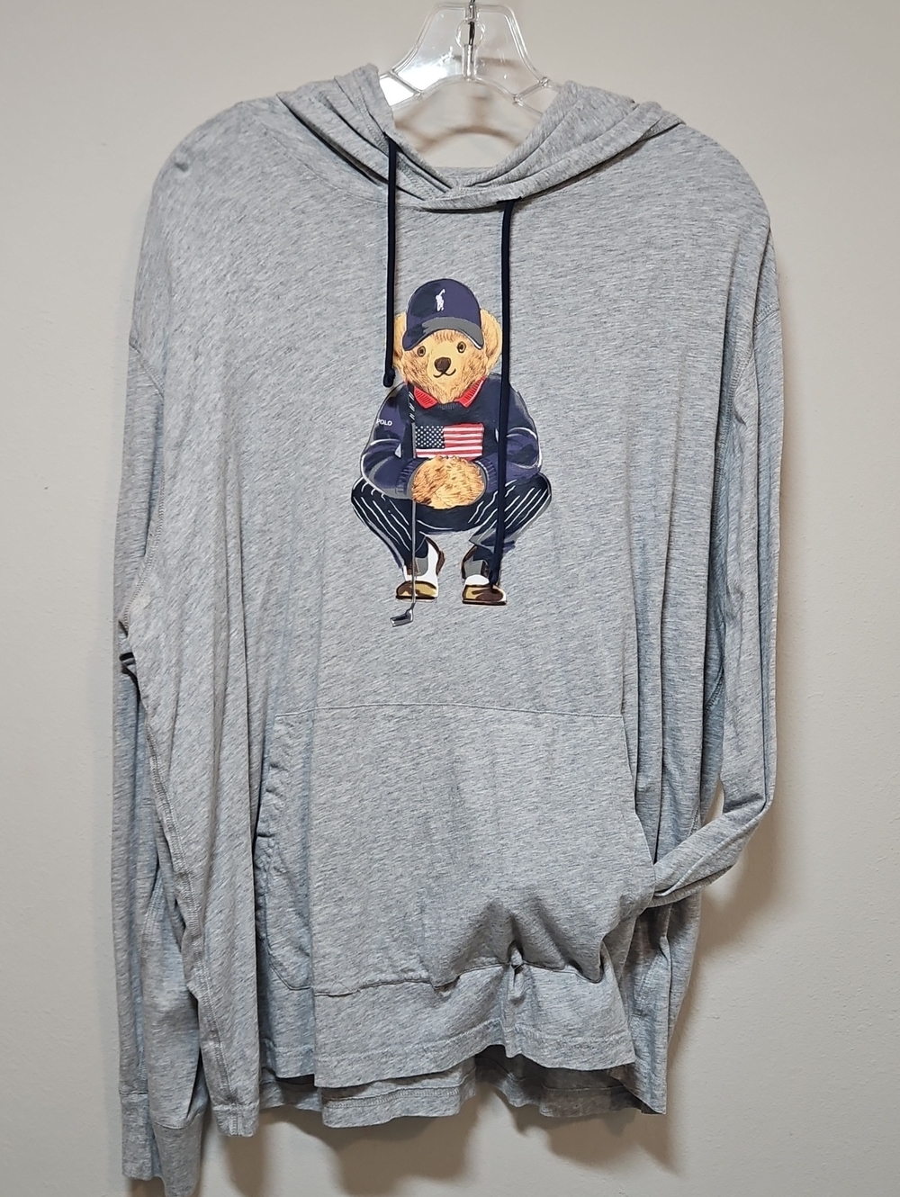 Polo by Ralph Lauren XL Light Gray Polo Bear Golf Hooded Long-Sleeve Shirt